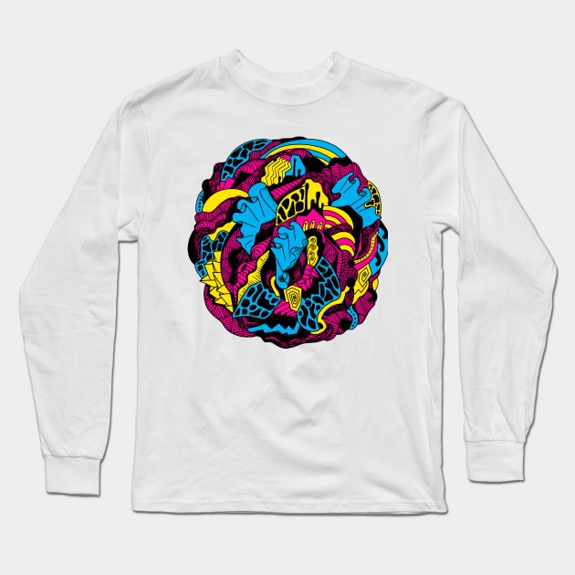 CMYK Abstract Wave of Thoughts No 1 Long Sleeve T-Shirt by kenallouis